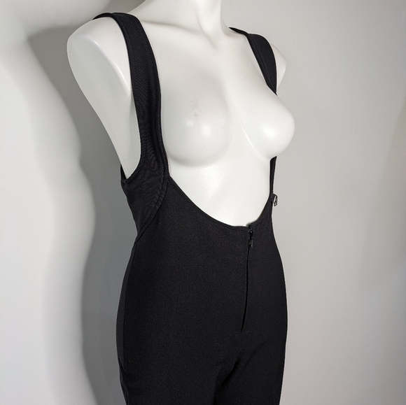 Vintage Obermeyer Black Wool Blend Stirrup Pant Ski Bib Jumpsuit 8S - Picture 5 of 10